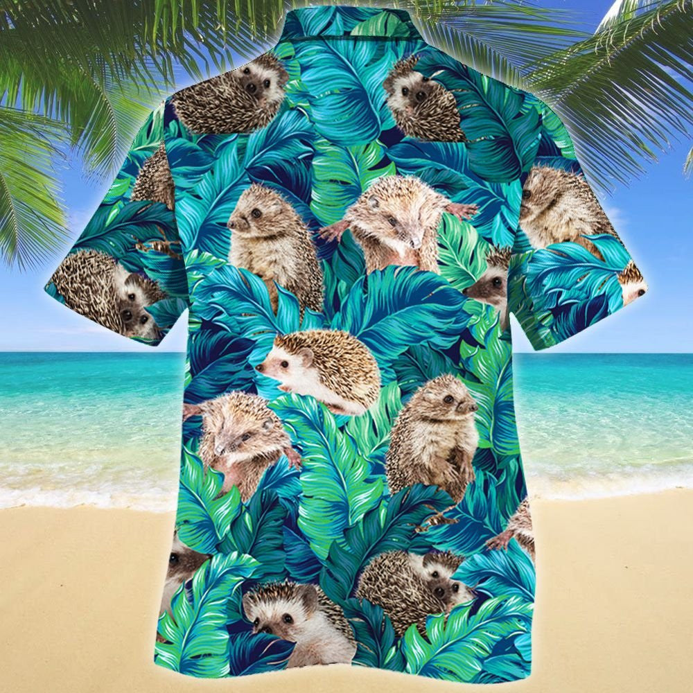 Stunning Tropical Jungle Hedgehog Lovers Design Hawaiian Shirt, Hawaiian Shirt Gift, Christmas Gift