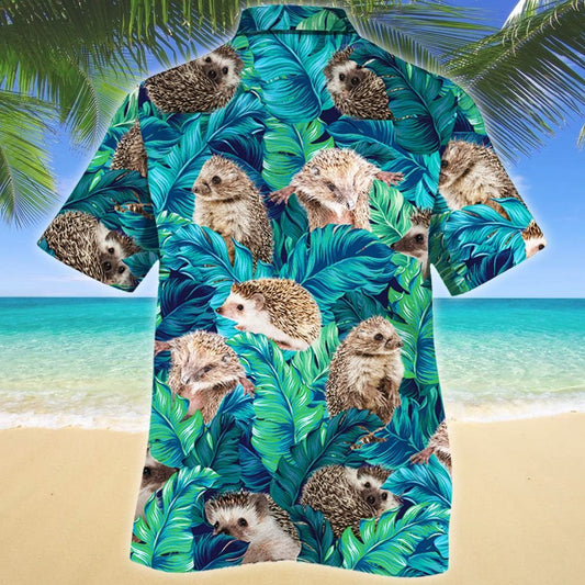 Stunning Tropical Jungle Hedgehog Lovers Design Hawaiian Shirt, Hawaiian Shirt Gift, Christmas Gift