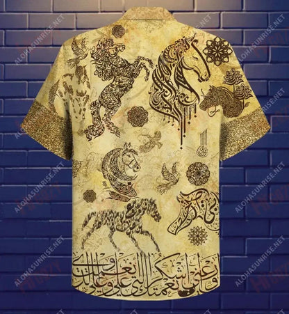 Capaill Iontach Arabacha Le hAraibis Léine Gearr Muinchille Unisex Léinte T Aigéan Haváíais Léine Oirbheartaíochta Haváí Patrún Léine Haváíais, Bronntanas Léine Haváís, Bronntanas Nollag