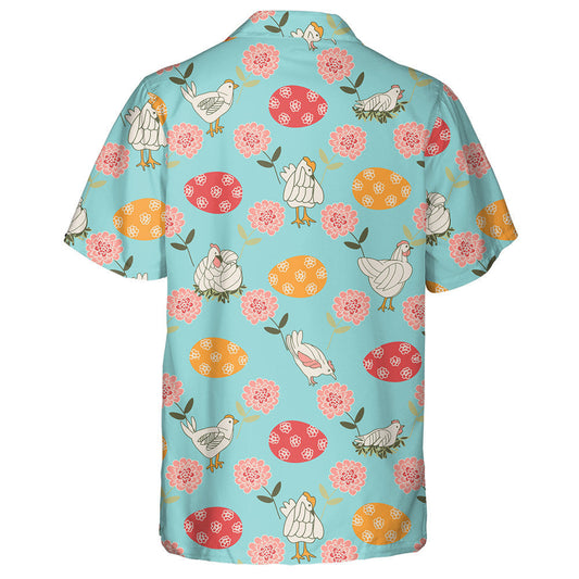 Funny Chicken With Colorful Eggs And Flowers Hawaiian Shirt, Hawaiian Shirt Gift, Christmas Gift