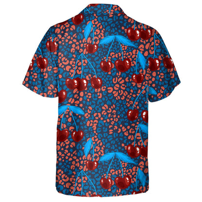 Wild African Leopards And Red Cherries Hawaiian Shirt, Hwaiian For Gift