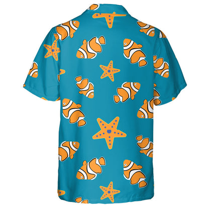 Iasc Pretty Oráiste Agus Réaltiasc ar an gCúlra Gorm Léine Haváís, Bronntanas Léine Haváíais, Bronntanas Nollag