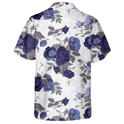 Amazing Purple Roses Green Leaves Branches Drawing Pattern Hawaiian Shirt, Hawaiian Shirt Gift, Christmas Gift