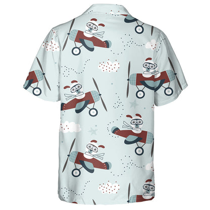 Cartoon Retro Aircraft With Dog Background Hawaiian Shirt, Hawaiian For Gift