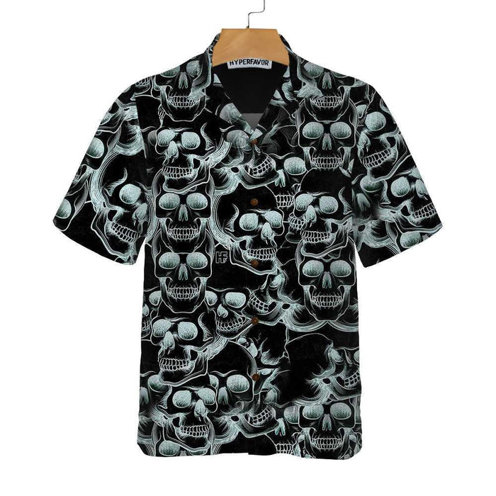 Skull Head Drawing Pattern Hawaiian Shirt,Hawaiian Shirt Gift, Christmas Gift