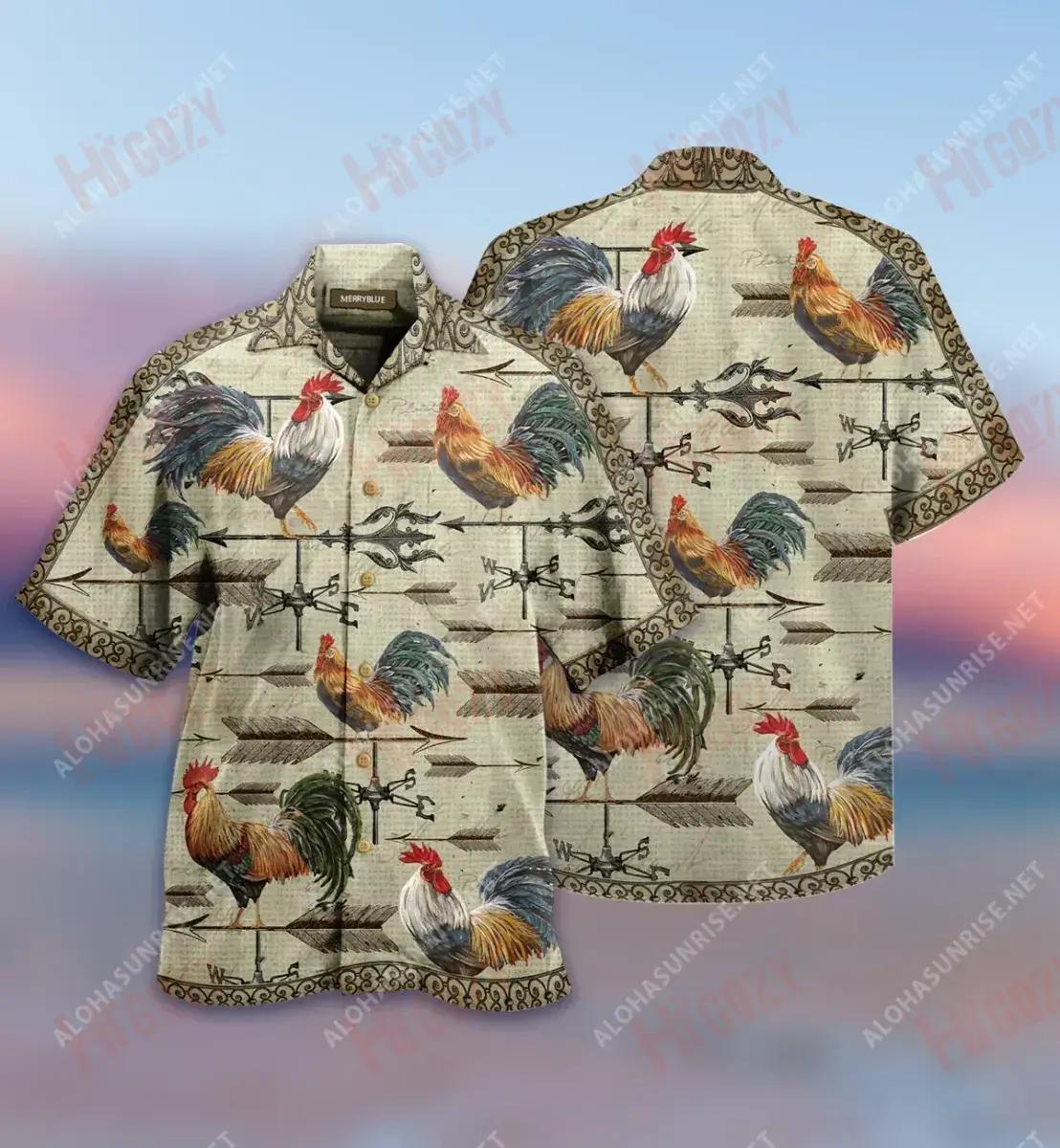 Faigh Bealach Nó Déan Léine Gearr Muinchille Rooster Weathervane Amháin Caitheamh aimsire Léinte Haváíais is Fearr Patrún Léine Haváís, Bronntanas Léine Haváís, Bronntanas Nollag