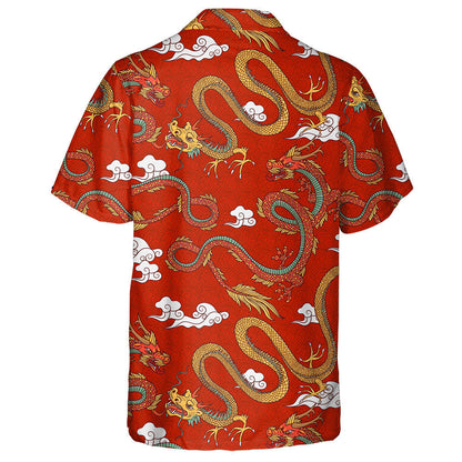 Cartoon Vintage Style Chinese Asian Dragons Hawaiian Shirt, Hawaiian Shirt Gift, Christmas Gift