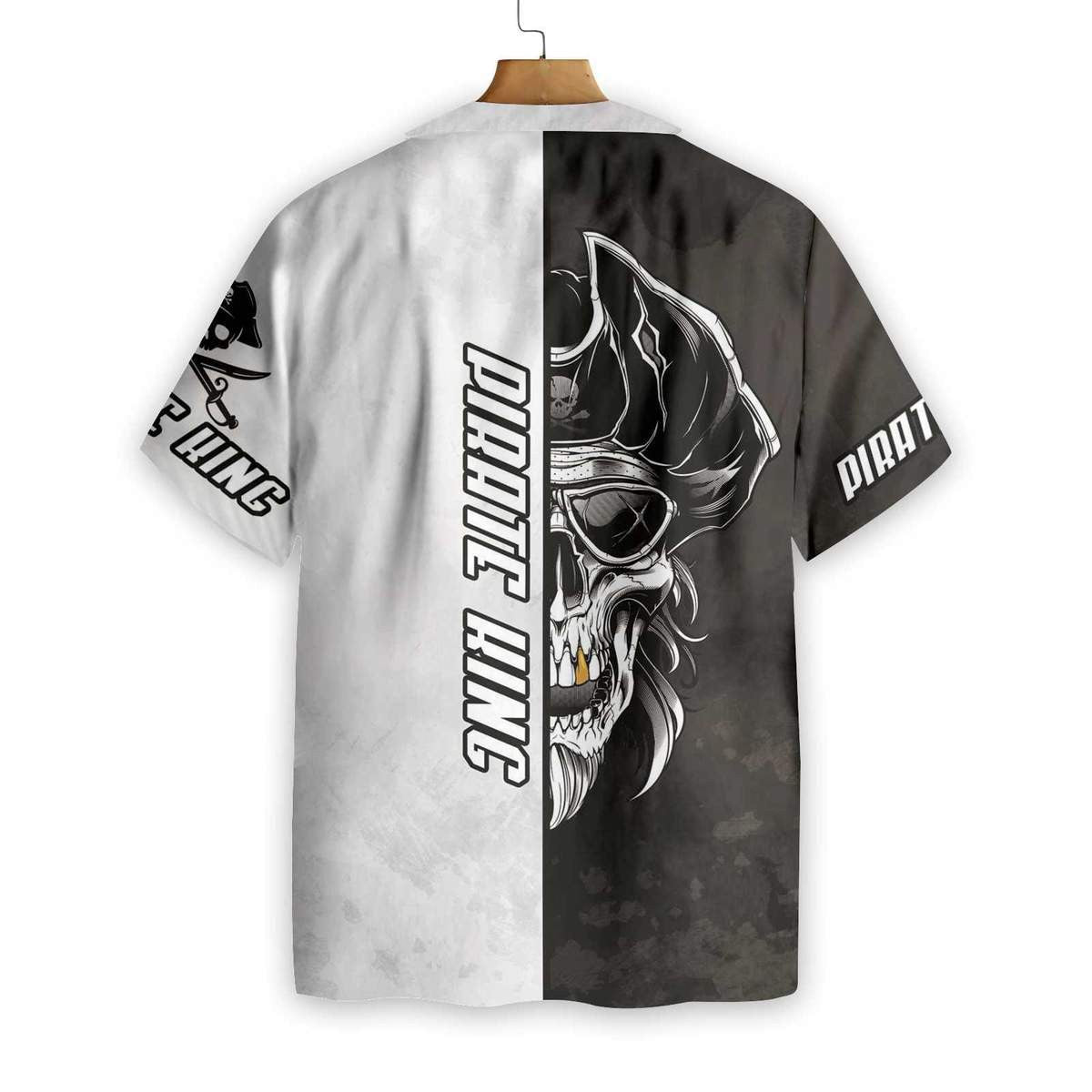 White And Black Pirate Skull Pattern Hawaiian Shirt, Hwaiian For Gift