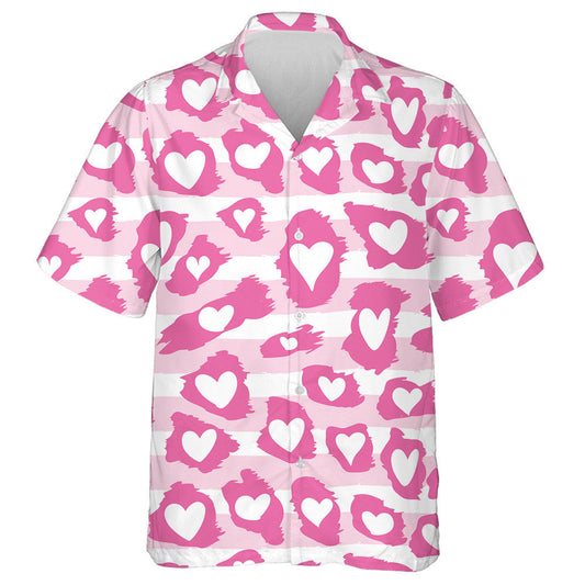 Wild African Leopard With Valentine Hearts Hawaiian Shirt, Hwaiian For Gift
