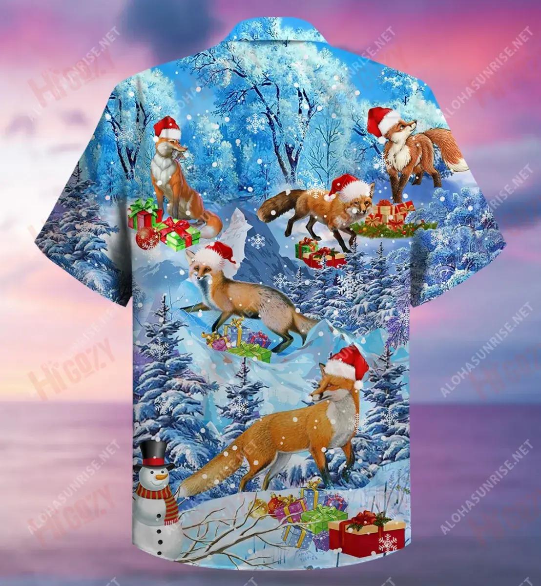 Nollaig Shona Sionnach Gearr Léine Haváís Caitheamh aimsire Aloha Shirt Léine Oirbheartaíochta Haváís Patrún Léine Haváís, Bronntanas Léine Haváís, Bronntanas Nollag