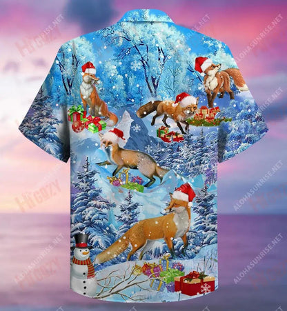 Nollaig Shona Sionnach Gearr Léine Haváís Caitheamh aimsire Aloha Shirt Léine Oirbheartaíochta Haváís Patrún Léine Haváís, Bronntanas Léine Haváís, Bronntanas Nollag