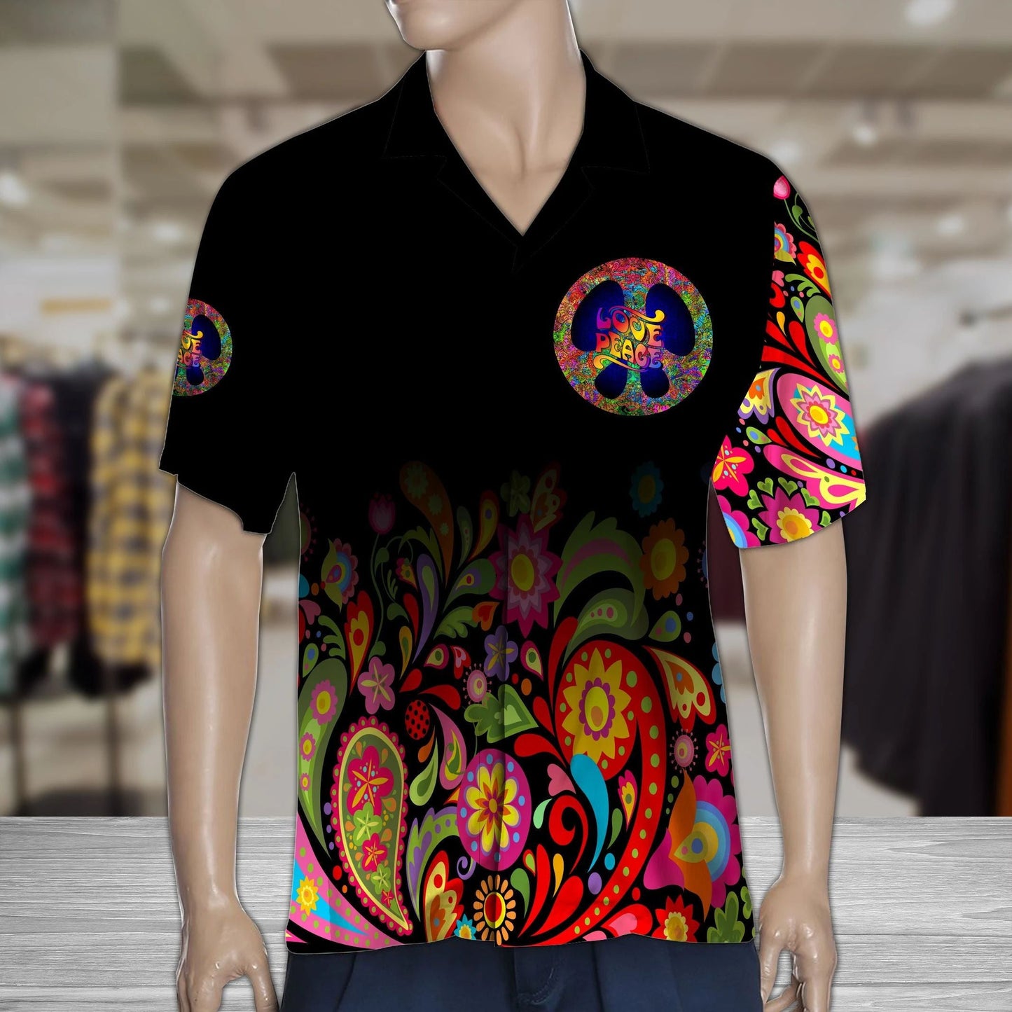 Great Paisley Pattern With Peace Sign Hawaiian Shirt,Hawaiian Shirt Gift, Christmas Gift