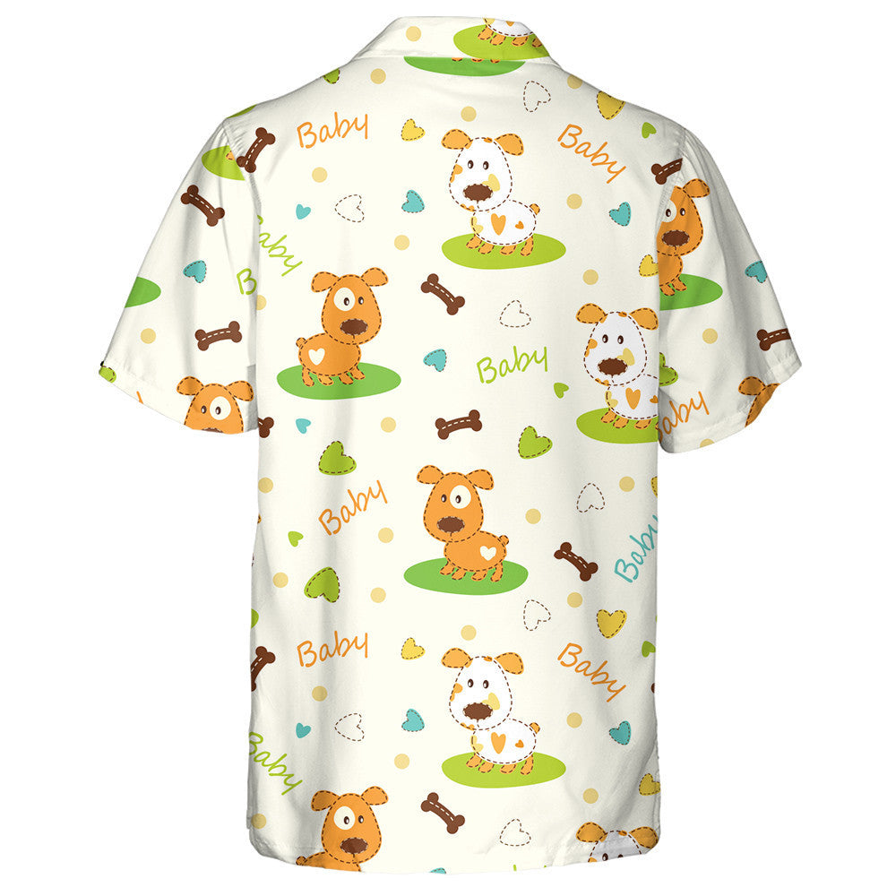 Cartoon Dog And Word Baby Isolated Background Hawaiian Shirt, Hawaiian Shirt Gift, Christmas Gift