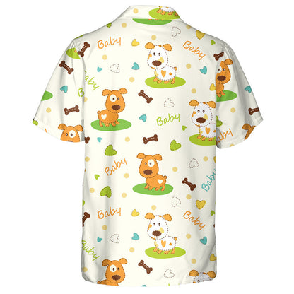Cartoon Dog And Word Baby Isolated Background Hawaiian Shirt, Hawaiian Shirt Gift, Christmas Gift