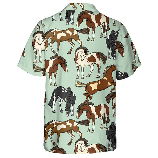 Hand Drawn Pinto Horses Beautiful Ink Hawaiian Shirt, Hawaiian Shirt Gift, Christmas Gift