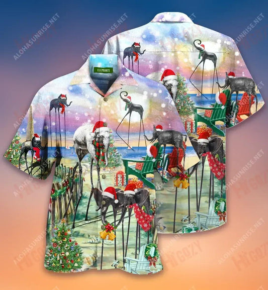 Léine Gearr Muinchille Gearr an tSamhraidh Tabhair Dhom Eilifint na Nollag Léinte Gearr Muinchille Samhraidh Léine Haváíais Oirbheartaíochta Léinte Greannmhar haváís, Bronntanas Léine Haváís, Bronntanas Nollag