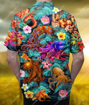 Aloha Octopus Unisex Short Sleeve Shirt Ocean Aloha Shirt Custom Hawaiian Shirts Hawaiian Shirts For Women, Christmas Gift