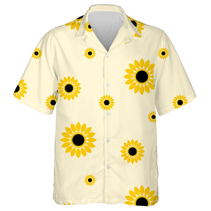 Illustrated Yellow Sunflower Blooming On Pastel Background Hawaiian Shirt, Hawaiian Shirt Gift, Christmas Gift