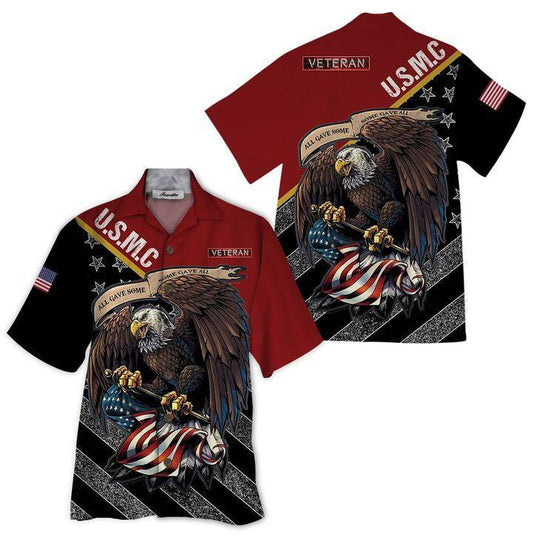 The Marine For Life USMC Veteran Background Hawaiian Shirt, Hawaiian Shirt Gift, Christmas Gift