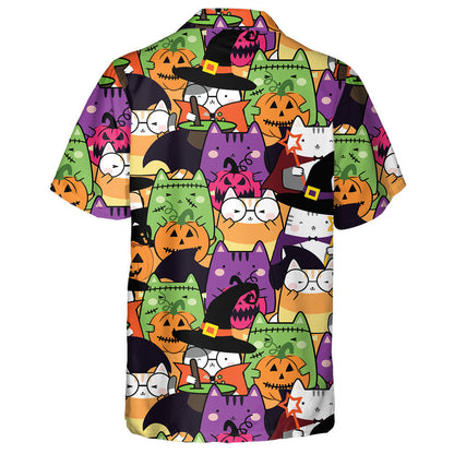 Cartoon Animals Kawaii Cat Costume For Halloween Hawaiian Shirt, Hawaiian Shirt Gift, Christmas Gift