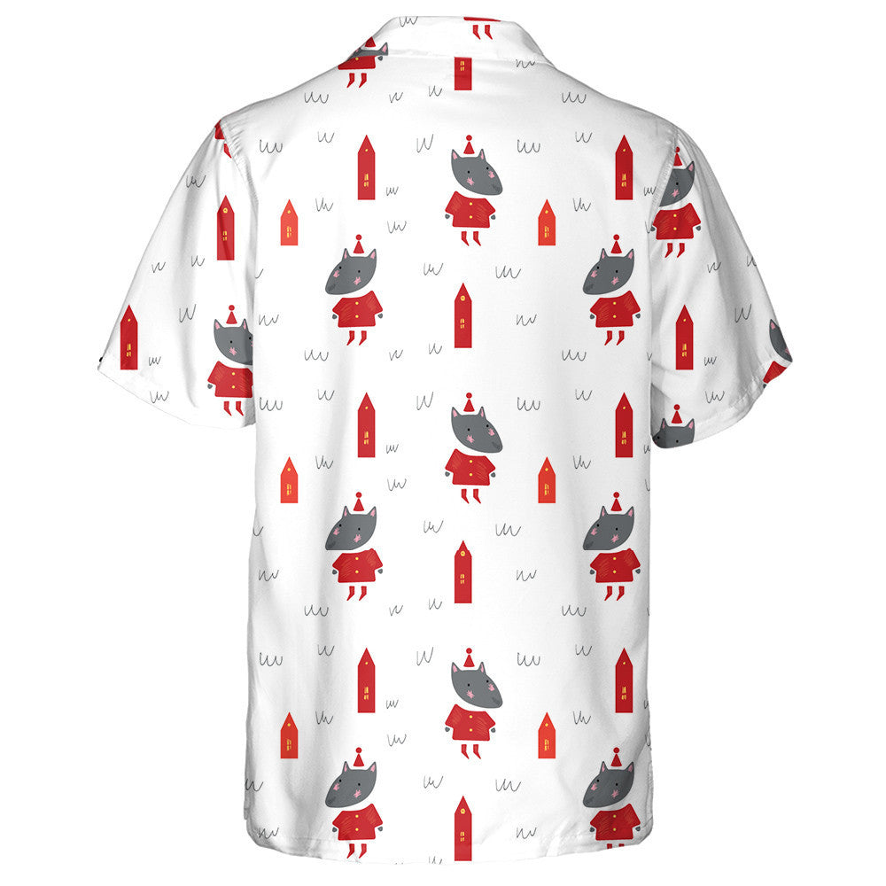 Simple Grey Wolf And Red House Hawaiian Shirt,Hawaiian Shirt Gift, Christmas Gift