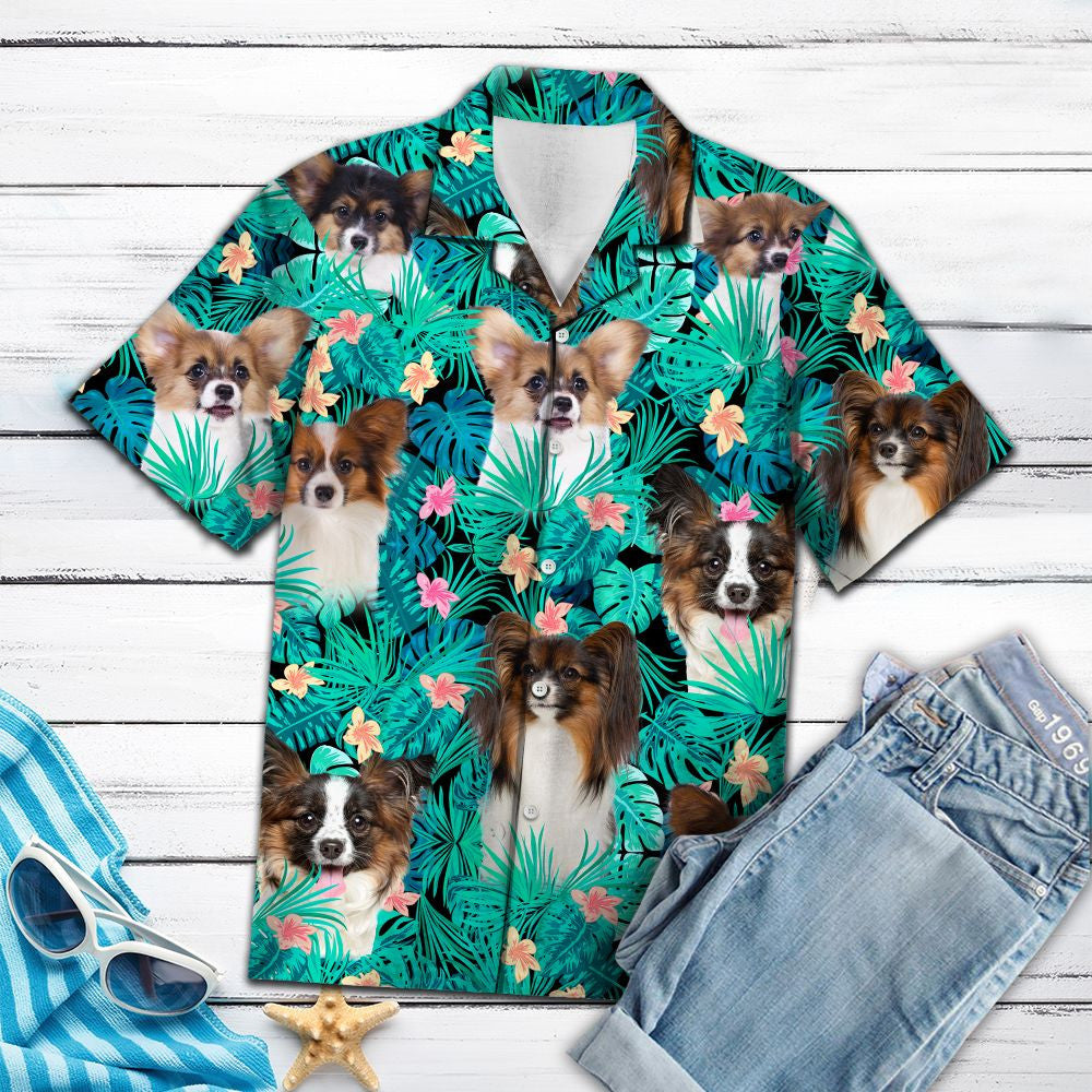 Duilleoga pailme Tropical Greannmhar Papillon Laethanta Saoire Samhraidh Téamacha Léine Haváís, Bronntanas Léine Haváís, Bronntanas Nollag