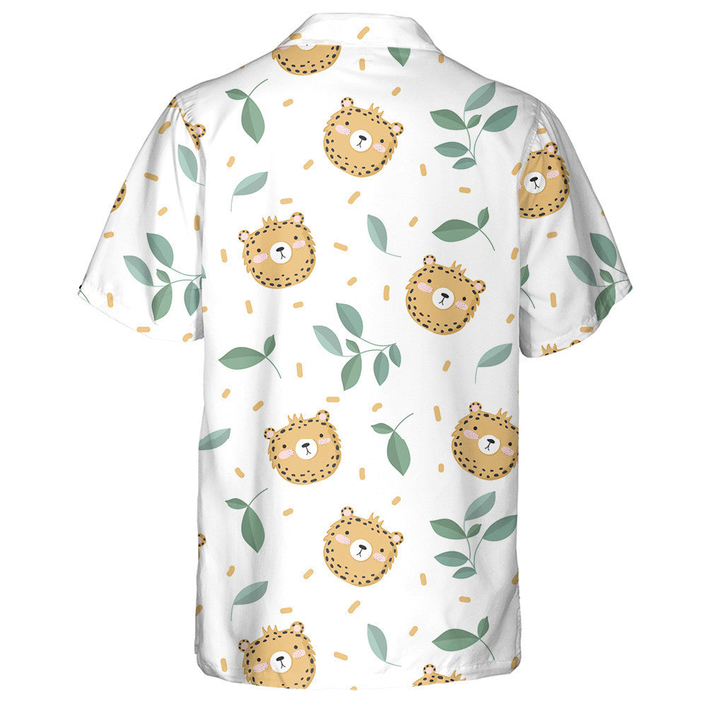 Baby Leopard With Branches And Leaves Hawaiian Shirt, Hawaiian For Gift