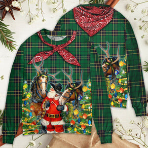 Christmas Santa Cowboy Christmas Green Style Ugly Christmas Sweater, Christmas Gift, Gift Christmas 2024