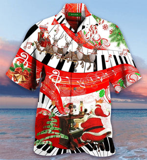 Wild Reindeer And Christmas Piano Design Hawaiian Shirt, Hawaiian Shirt Gift, Christmas Gift