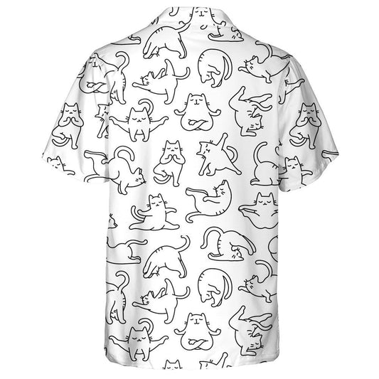 Imlíne ar Chartún Doodle Comic Cait Ióga Ióga Léine Haváís, Bronntanas Léine Haváís, Bronntanas Nollag