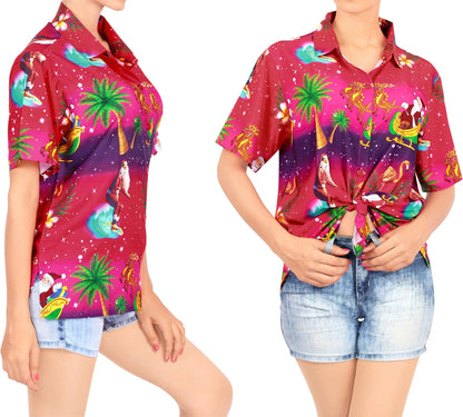 Bright Color Christmas Palm Tree Design Hawaiian Shirt, Hawaiian Shirt Gift, Christmas Gift