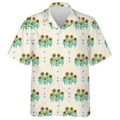 Retro Small Sunflower Flower Land Illustration Hawaiian Shirt,Hawaiian Shirt Gift, Christmas Gift