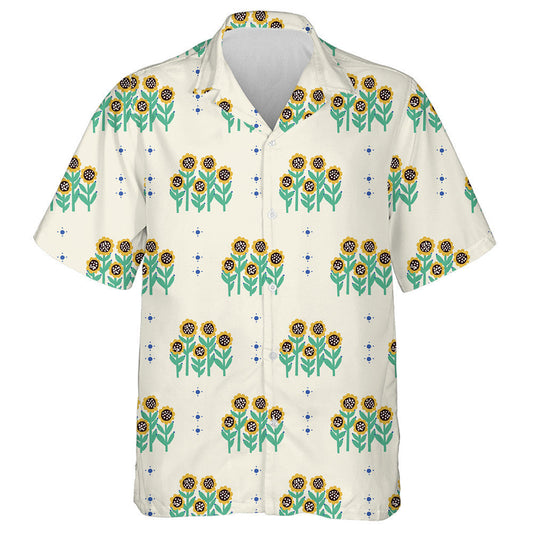 Retro Small Sunflower Flower Land Illustration Hawaiian Shirt,Hawaiian Shirt Gift, Christmas Gift