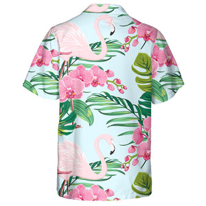 Pink Flamingo With Phalaenopsis Orchid Flower Hawaiian Shirt,Hawaiian Shirt Gift, Christmas Gift