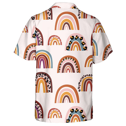 Modern Cartoon Tropical Leopard And Wild Rainbows Hawaiian Shirt, Hawaiian Shirt Gift, Christmas Gift