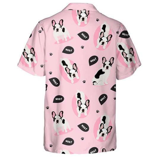 Black And White French Bulldog On Pink Hawaiian Shirt, Hawaiian Shirt Gift, Christmas Gift