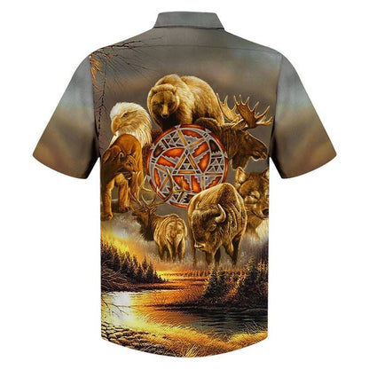 Native American Animal Meeting Near The Lake Hawaiian Shirt, Hawaiian Shirt Gift, Christmas Gift