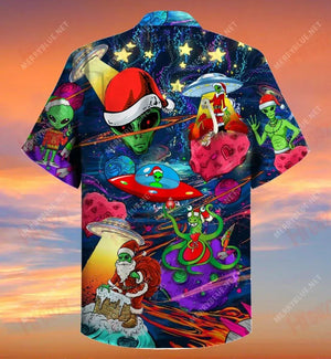 Alien Santas Short Short Sleeve Shirt Vacation Hawaiian T Shirts Best Hawaiian Shirts Funny Hawaiian Shirts, Hawaiian Shirt Gift, Christmas Gift