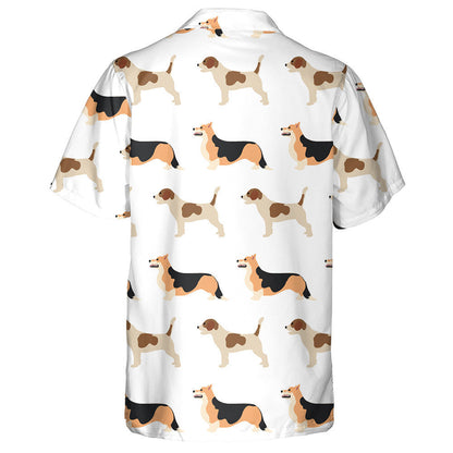 Corgi And Beagle Dogs On White Background Hawaiian Shirt, Hawaiian Shirt Gift, Christmas Gift