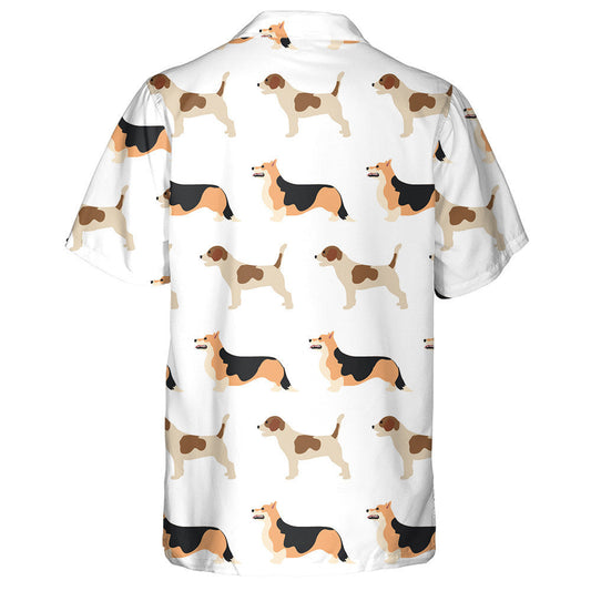 Corgi And Beagle Dogs On White Background Hawaiian Shirt, Hawaiian Shirt Gift, Christmas Gift