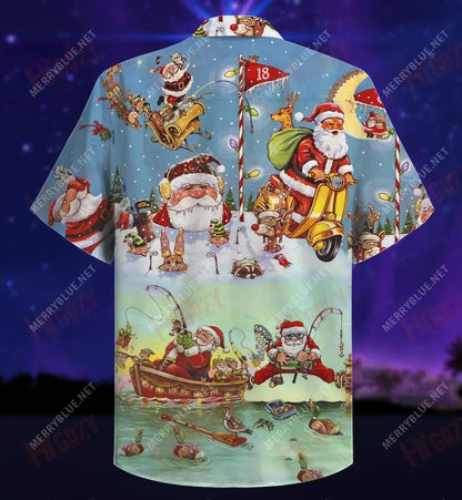 Cute Santa Claus Short Hawaiian Shirt Summer Tropical Shirts Tropical Shirts For Men Hawaiian Shirt Pattern, Hwaiian For Gift
