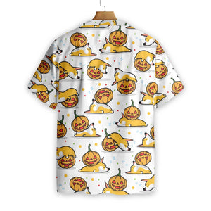 Adorable Sleeping Corgi And The Pumpkin Hawaiian Shirt, Hawaiian For Gift