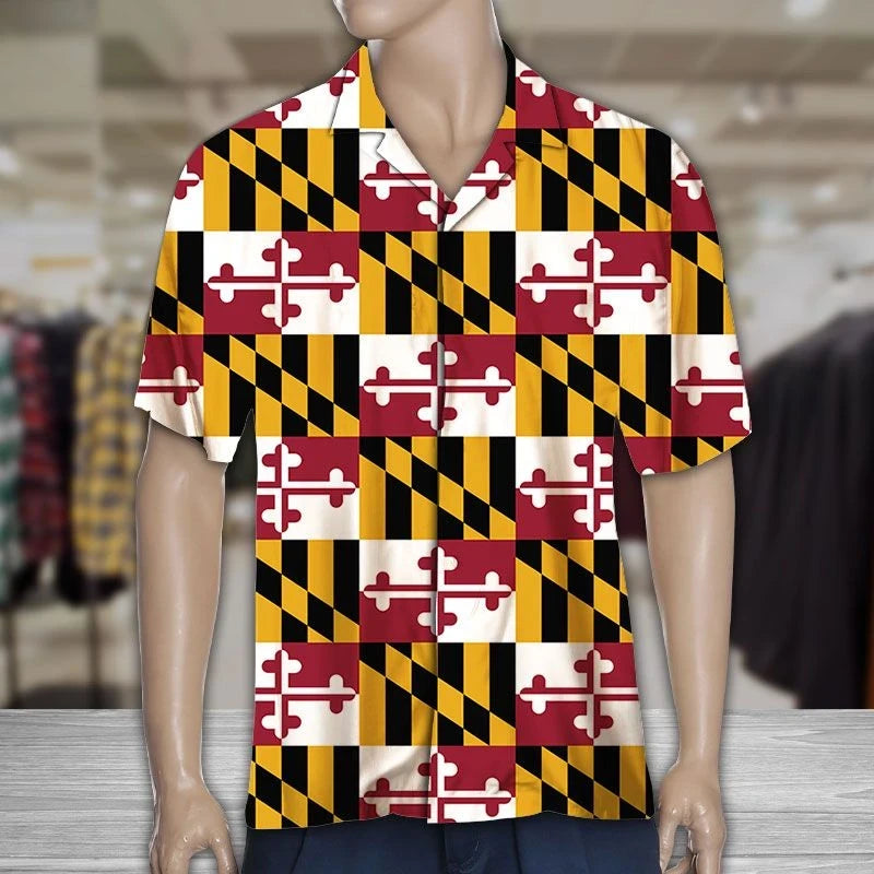 Bratach Clasaiceach Maryland Patrún Buí Agus Dubh Seiceála Léine Haváís, Bronntanas Léine Haváís, Bronntanas Nollag