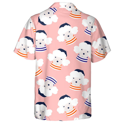 Poodle Dog Little Puppy With Barret Hat And Striped Shirt Hawaiian Shirt,Hawaiian Shirt Gift, Christmas Gift