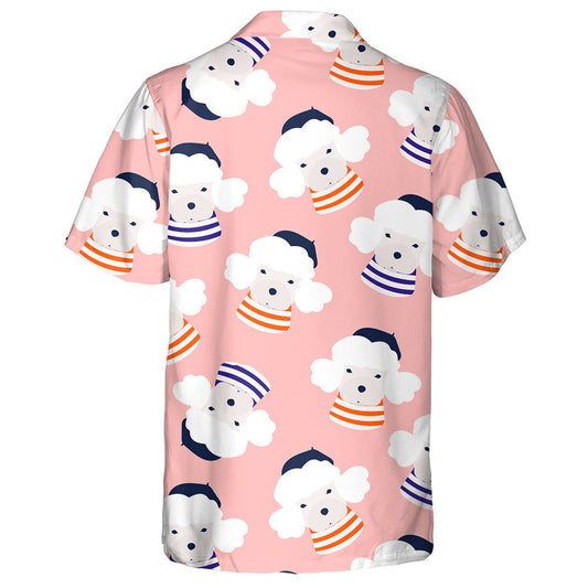 Poodle Dog Little Puppy With Barret Hat And Striped Shirt Hawaiian Shirt,Hawaiian Shirt Gift, Christmas Gift