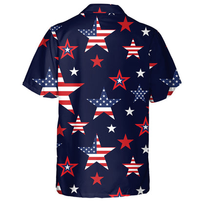 Pop Up Patriotic Stars Navy Background Pattern Hawaiian Shirt, Hawaiian Shirt Gift, Christmas Gift