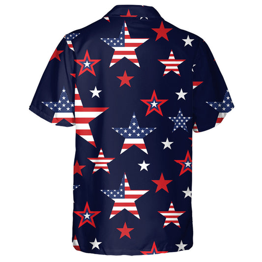 Pop Up Patriotic Stars Navy Background Pattern Hawaiian Shirt, Hawaiian Shirt Gift, Christmas Gift