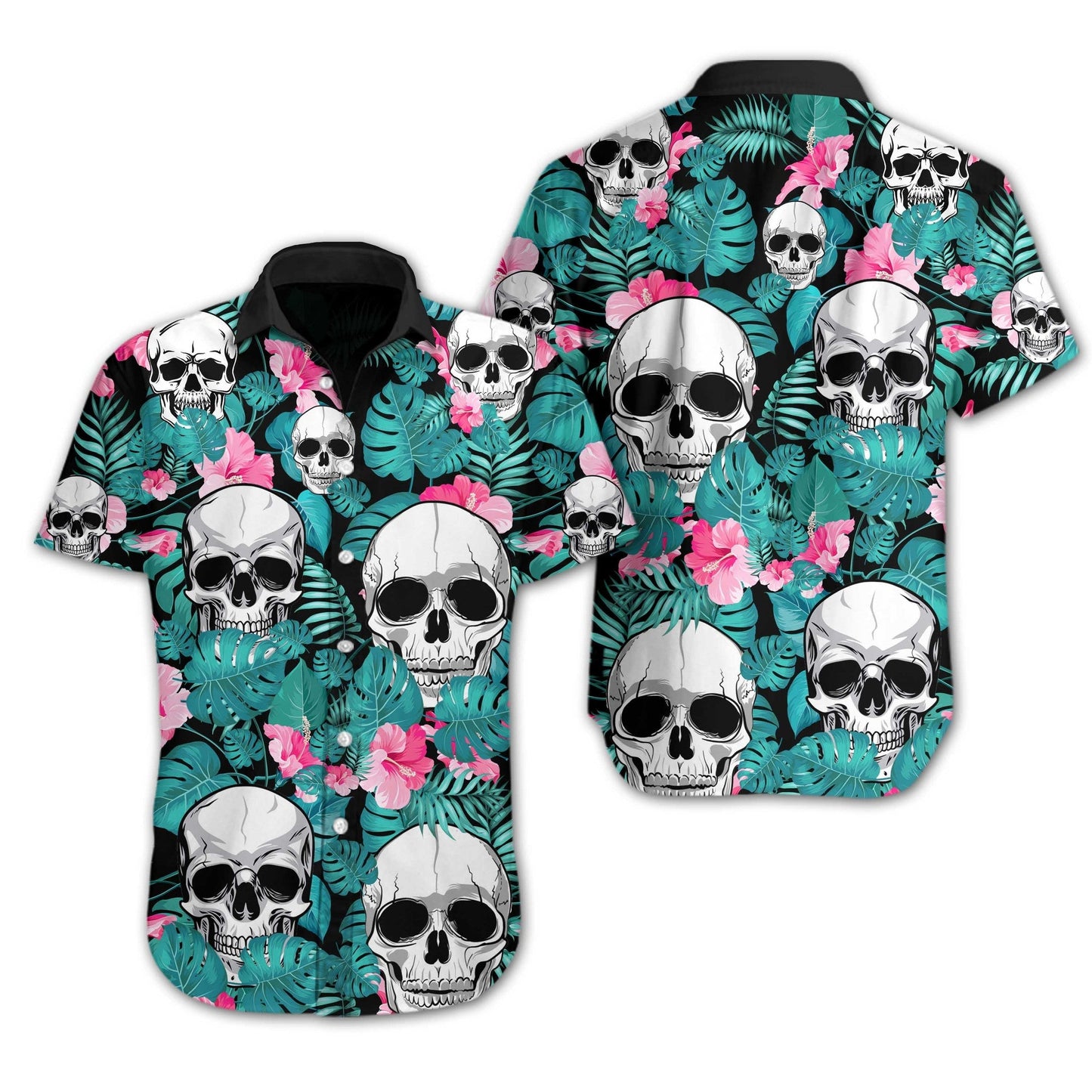 Skull Tropical Flower Species Design Hawaiian Shirt,Hawaiian Shirt Gift, Christmas Gift