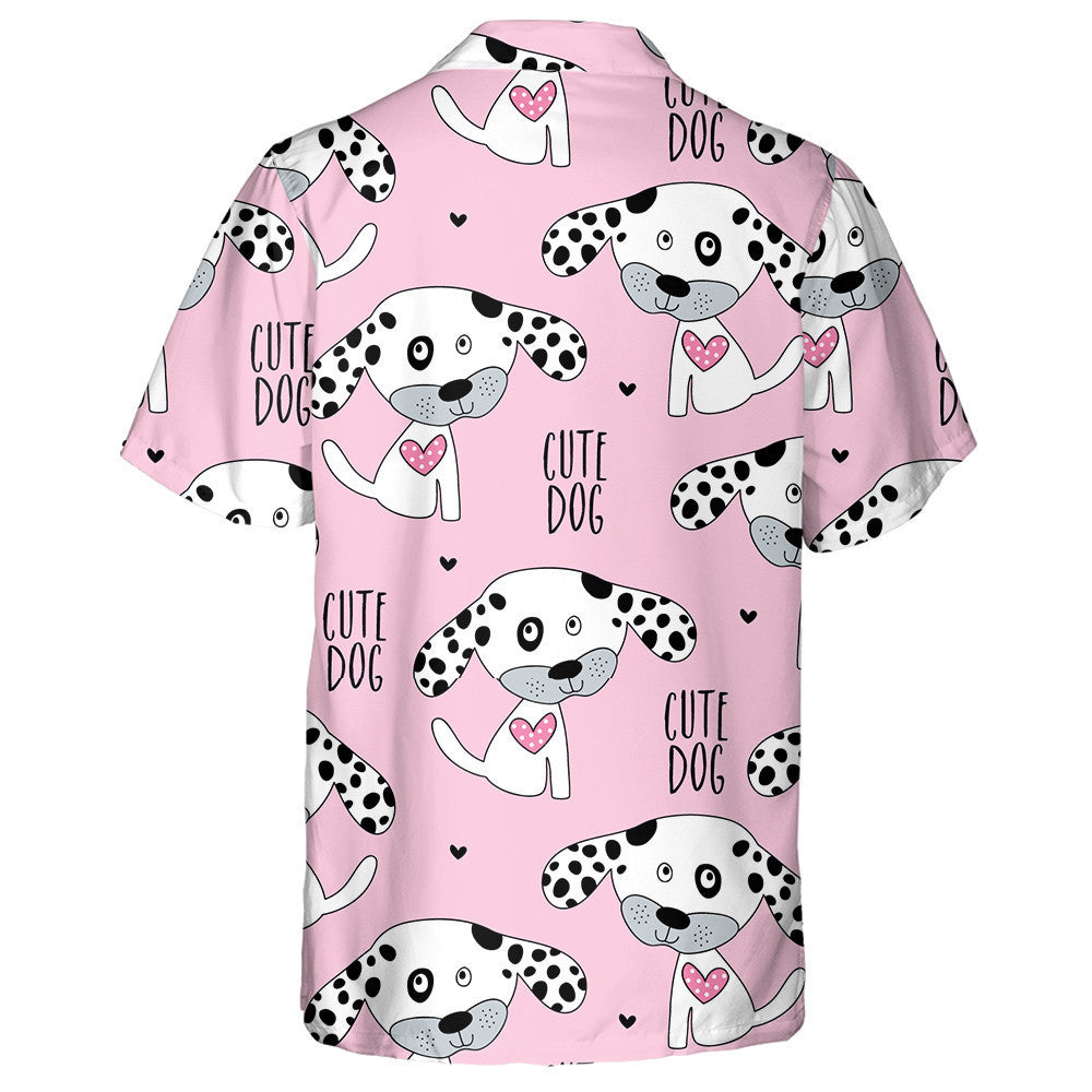 Cartoon Dalmatian Dog On Pink Isolated Background Hawaiian Shirt, Hawaiian Shirt Gift, Christmas Gift