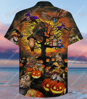 Amazing Owl Halloween Unisex Hawaiian Shirt Summer Short Sleeve Tropical Shirts For Men Hawaiian Shirts For Men, Hawaiian Shirt Gift, Christmas Gift